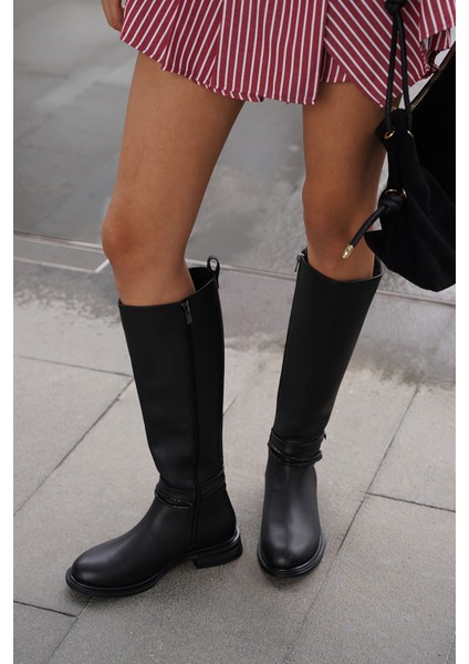Kadın Taşlı Tokalı Lastikli Günlük Çizme Nayet Siyah fiyatları