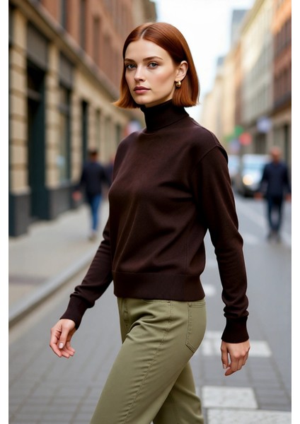 Kadın Basic Düz Tasarım Balıkçı Yaka Yünlü Triko Kazak Kış Kombinlerinin Gözdesi Kaliteli Şık fırsatları