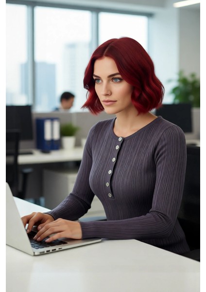 Kadın Casual Şık Vücuda Oturan Fitilli Triko Kazak Standart Uzun Kollu Ilkbahar Sonbahar Konfor