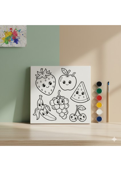 Çocuklar Için Eğitici ve Eğlenceli Sevimli Meyveler Boyama Seti