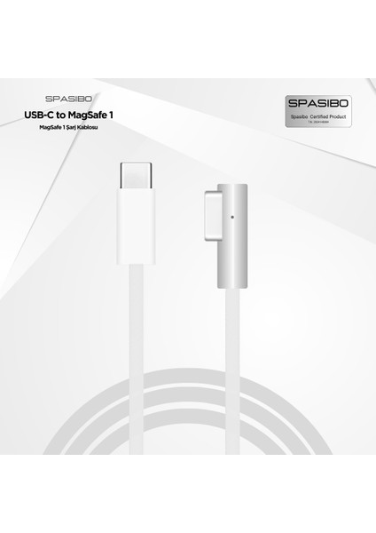 Usb-C To Magsafe 1 Şarj Kablosu 1.8m | MacBook Pro & MacBook Air Uyumlu | 45W / 60W / 85W Güç Destekli