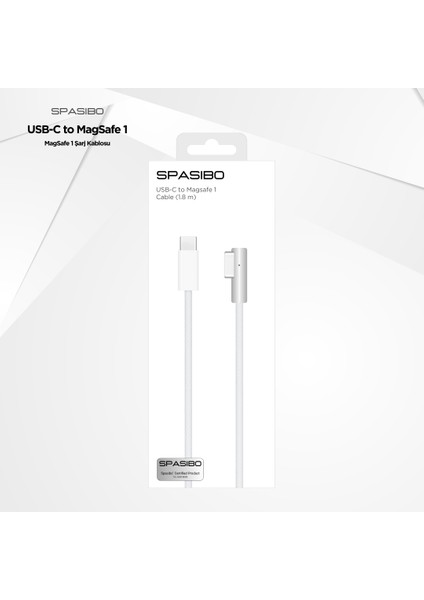 Usb-C To Magsafe 1 Şarj Kablosu 1.8m | MacBook Pro & MacBook Air Uyumlu | 45W / 60W / 85W Güç Destekli modelleri