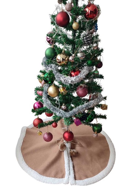 , Yılbaşı Çam Ağacı Altı Örtüsü, Çam Ağacı Ayak Halısı Örtüsü, Sütlü Kahve Renk, 70 cm