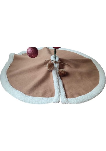 , Yılbaşı Çam Ağacı Altı Örtüsü, Çam Ağacı Ayak Halısı Örtüsü, Sütlü Kahve Renk, 70 cm