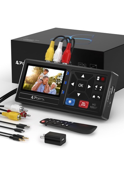 Vhs To Dijital Dönüştürücü – 1080P Video Dönüştürücü, LCD Ekranlı, Uzaktan Kumandalı, Usb/sd Kayıt, Vcr DVD Hi8 Minidv Destekli