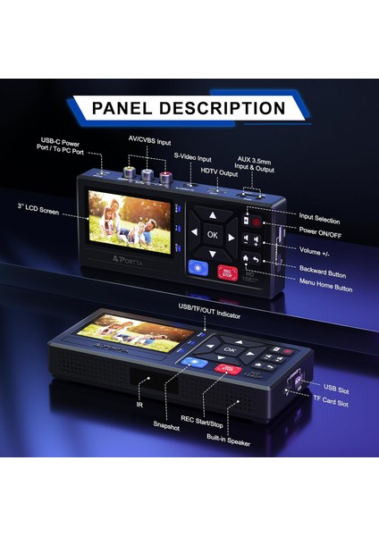 Vhs To Dijital Dönüştürücü – 1080P Video Dönüştürücü, LCD Ekranlı, Uzaktan Kumandalı, Usb/sd Kayıt, Vcr DVD Hi8 Minidv Destekli modelleri