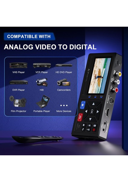 Vhs To Dijital Dönüştürücü – 1080P Video Dönüştürücü, LCD Ekranlı, Uzaktan Kumandalı, Usb/sd Kayıt, Vcr DVD Hi8 Minidv Destekli indirimleri