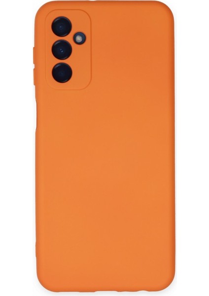 Samsung Galaxy M13 Kılıf Içi Kadife Kaplı Nano Silikon Kapak - Turuncu