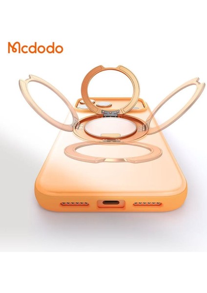 PC-1875 iPhone 17 Pro Max Için Kamera Düğmeli Obase Manyetik 360° Halka Standlı Kılıf