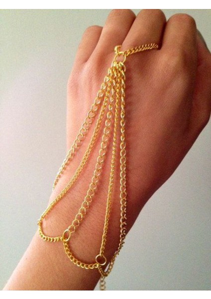 Altın Renk Zarif Çoklu Zinciri Kadın Şahmeran