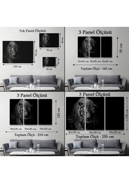 -Premier Kanvas Serileri- Kaplan Dekoratif Kanvas Tablo 1163