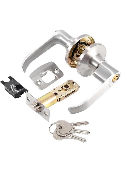 Anahtarlı Kol Kapı Kilidi, Iç Kapı Kilidi, Gizlilik Düğmesi Kilitleme Cihazı, Giriş/çıkış Erişimi Için Güvenlik Kapı Kilitleri - Gümüş