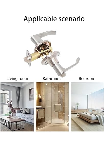 Anahtarlı Kol Kapı Kilidi, Iç Kapı Kilidi, Gizlilik Düğmesi Kilitleme Cihazı, Giriş/çıkış Erişimi Için Güvenlik Kapı Kilitleri - Gümüş fırsatları