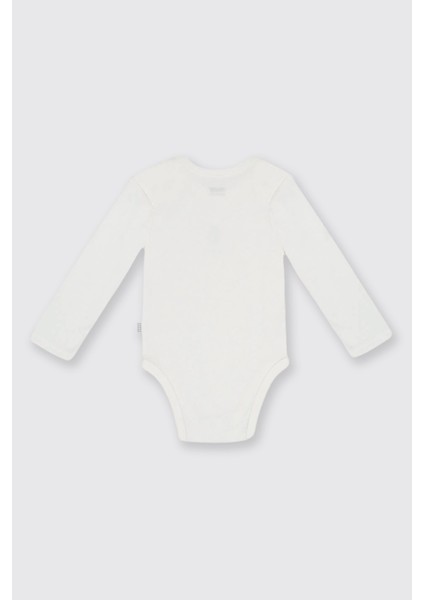 Yenidoğan Desenli ve Düz 2'li Ekru Body Set