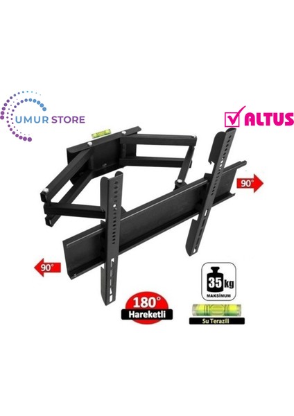 AL43 Fhd 6523 43” Full Hd Android 32”- 55” Çift Kollu Hareketli LCD LED Tv Askı Aparatı