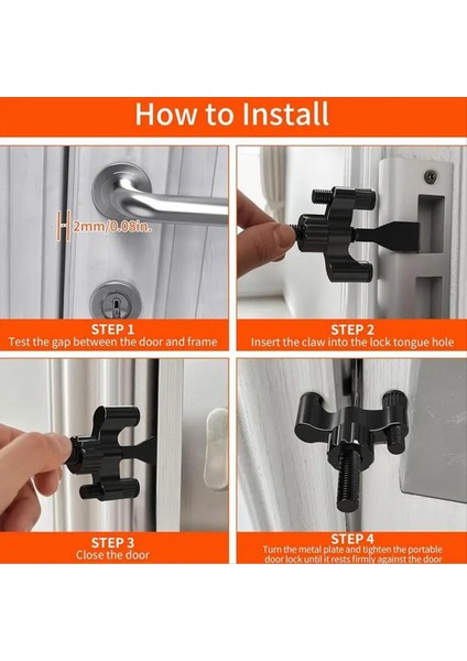 Kapı Kilidi Seyahat Küçük Çelik Kapı Kilidi Otel Odası Ev Güvenlik Kilidi Kilit Ayarlanabilir Kapı Durdurucuları Kapı Güvenliği B (Yurt Dışından)