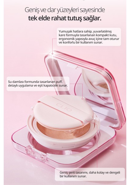 Hyalüronik Asit Içerikli Clıo Kill Cover Mesh Glow Essential Cushion Set (19NPORCELAIN) SPF50+PA++++