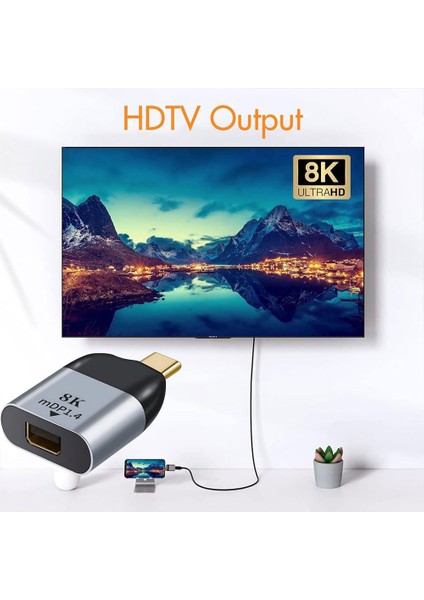 Type C To Mini Display Çevirici USB C Den 8k Minidisplay Port 1.4 Çevirici fırsatları