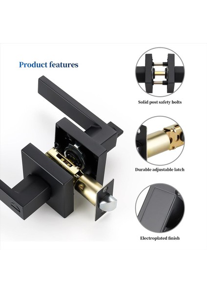 Ağır Düzey Kapı Kol Kapısı Kilidi Kare Kapı Tutulması Gizlilik Kapı Kolları Yatak ve Banyo Odası Anahtarsız Iç Kulplar (Yurt Dışından) fırsatları