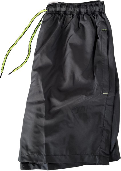 Erkek Astarlı Fermuarlı Çift Cepli Deniz Şortu Siyah Regular Fit modelleri