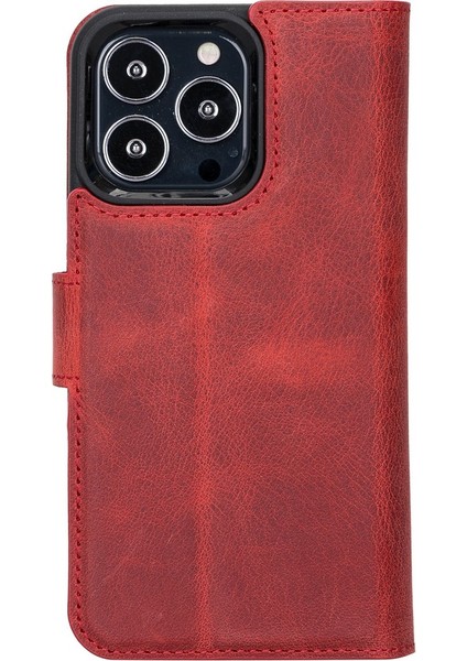 Apple iPhone 13 Pro Uyumlu Deri Cüzdanlı Kılıf Liluri G4 Kırmızı indirimleri