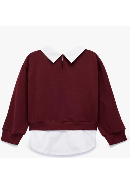 Gömlek Yaka Detaylı Uzun Kollu Okul Sweatshirt fiyatları
