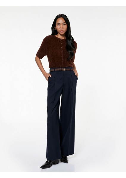 Kısa Kollu Bisiklet Yaka Peluş Triko Hırka