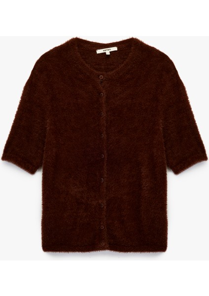 Kısa Kollu Bisiklet Yaka Peluş Triko Hırka modelleri