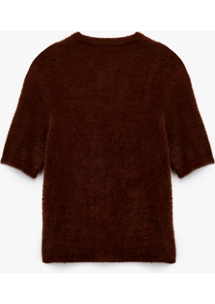 Kısa Kollu Bisiklet Yaka Peluş Triko Hırka fırsatları