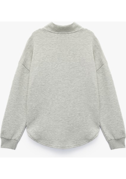 Cepli Uzun Kollu Yarı Fermuarlı Oversize Sweatshirt fiyatları