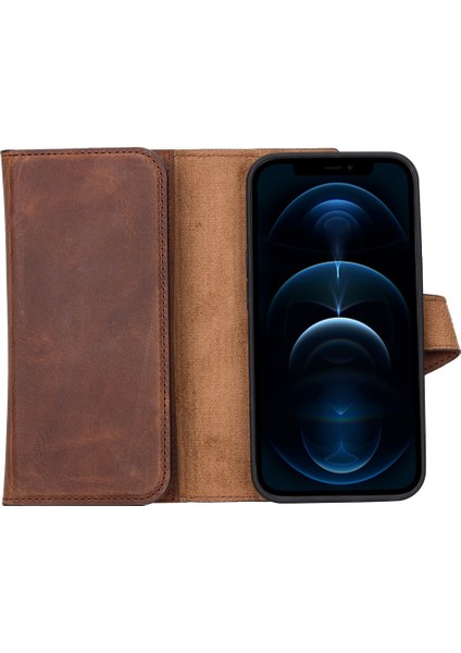 Apple iPhone 13 Mini Uyumlu Deri Cüzdanlı Kılıf Santa G2 Kahve indirimleri