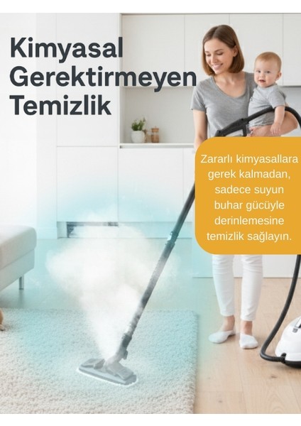 Stella 5 Bar/ 2000W / Çok Fonksiyonlu Buharlı Temizleyici + Ütü Başlığı ve Eldiven Hediyeli - Beyaz fiyatları