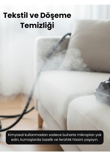 Stella 5 Bar/ 2000W / Çok Fonksiyonlu Buharlı Temizleyici + Ütü Başlığı ve Eldiven Hediyeli - Beyaz