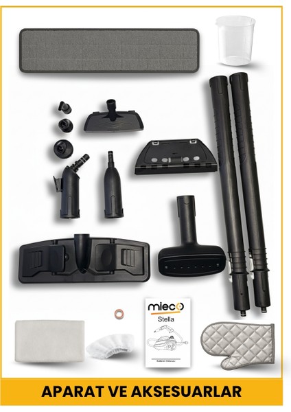 Stella 5 Bar/ 2000W / Çok Fonksiyonlu Buharlı Temizleyici + Ütü Başlığı ve Eldiven Hediyeli - Beyaz