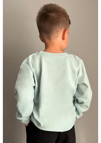 Erkek Çocuk Uzun Kollu Tişört Slogan Temalı Yazı Baskılı 6-12 Yaş, Su Yeşili indirimleri