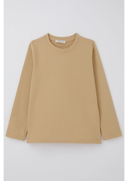 Erkek Çocuk Uzun Kollu Tişört Basic 4-8 Yaş, Krem