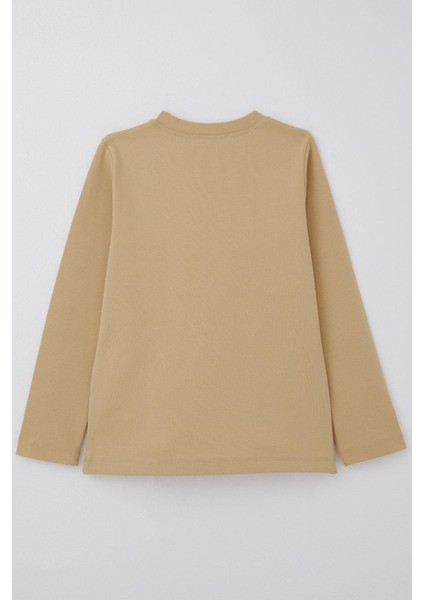 Erkek Çocuk Uzun Kollu Tişört Basic 4-8 Yaş, Krem