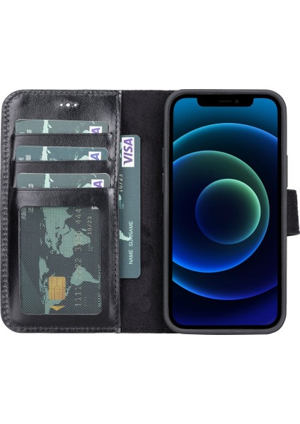 Apple iPhone 13 Mini Uyumlu Deri Cüzdanlı Kılıf Rst1 Siyah fiyatları