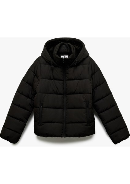 Kapüşonlu Uzun Kollu Içi Suni Kürklü Fermuarlı Cepli Şişme Mont modelleri