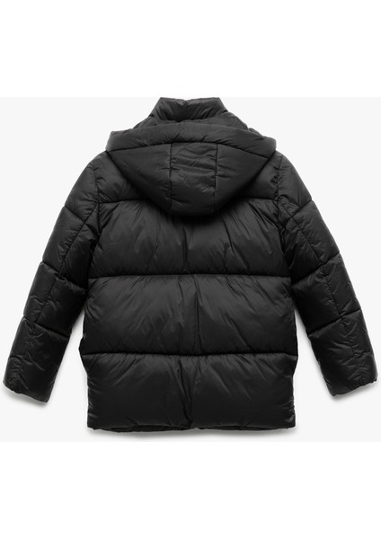 Uzun Kollu Çıtçıt Kapamalı Kapşonlu Şişme Mont fiyatları