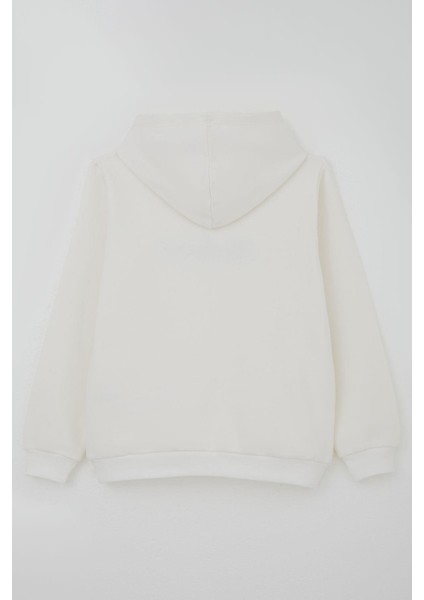 Erkek Çocuk Sweatshirt Kapüşonlu Yazı Nakışlı 4-8 Yaş, Ekru fiyatları