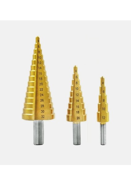 Yüksek Kaliteli Demir Delme Pançı Şarjlı Matkap Uyumlu Üç Farklı Boyutta Kademeli Delme Pancı Seti
