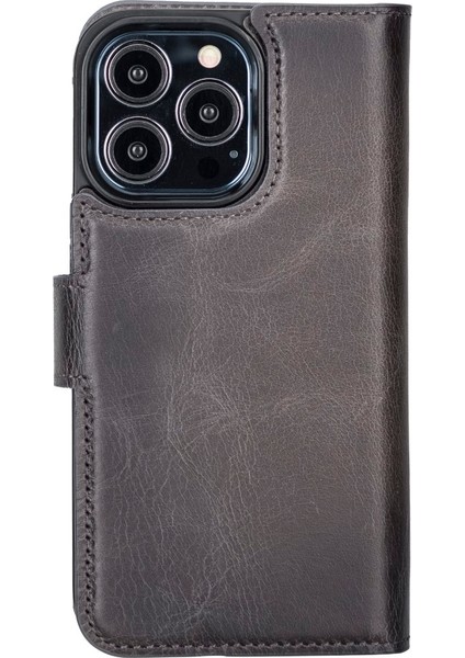 Apple iPhone 13 Pro Uyumlu Deri Cüzdanlı Kılıf Mwwn Tn1 Gri fırsatları