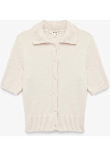 Düğmeli Kısa Kollu Polo Yaka Triko Peluş Hırka modelleri