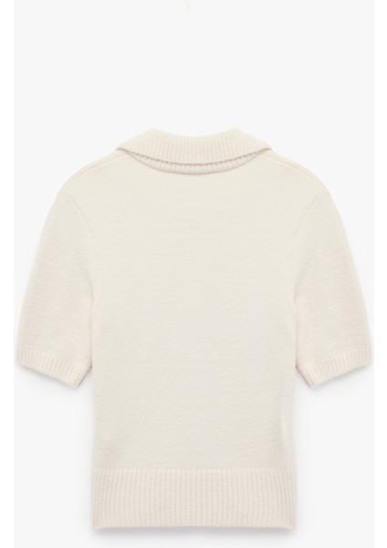 Düğmeli Kısa Kollu Polo Yaka Triko Peluş Hırka fırsatları