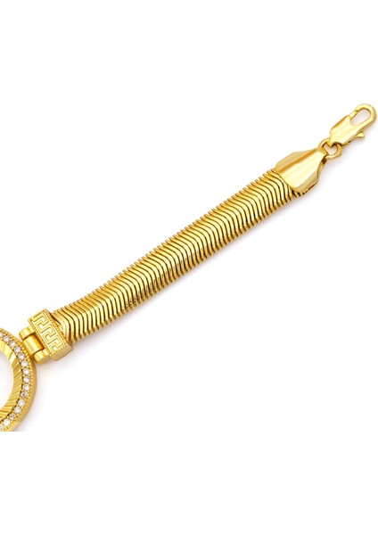 Altın Kaplama İmitasyon Zirkon Taşlı İtalyan Çeyrek Çerçeve Bileklik BLK-1172 fırsatları