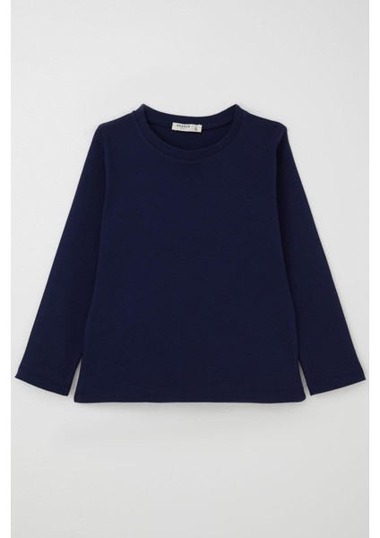 Erkek Çocuk Uzun Kollu Tişört Basic 4-8 Yaş, Lacivert