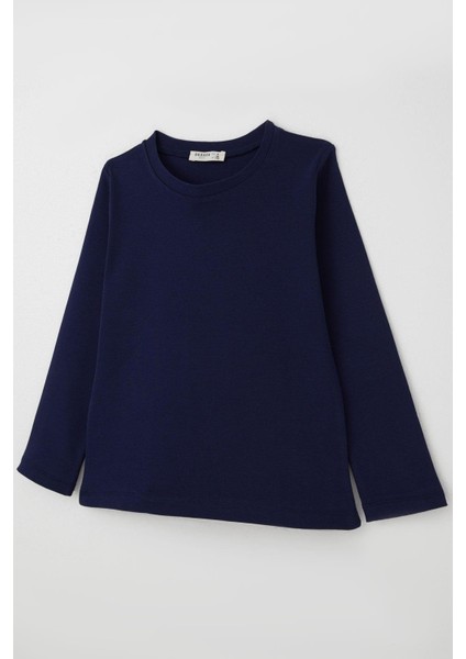 Erkek Çocuk Uzun Kollu Tişört Basic 4-8 Yaş, Lacivert modelleri