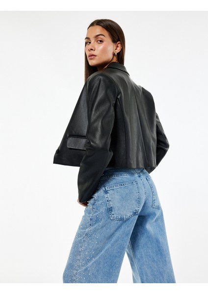 Düğmeli Cepli Geniş Paça Pamuklu Taşlı Jean Pantolon - Wide Leg Jeans modelleri