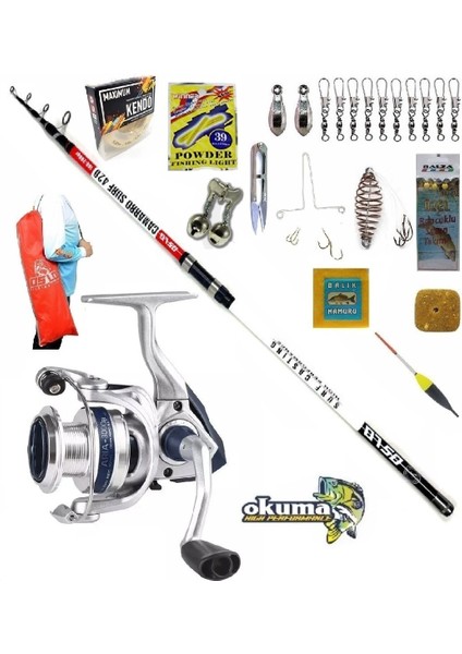 Okuma Aria 6000 420CM 100-200GR Oslo Camarro Surf Profesyonel Sazan Kıyı Olta Takımı Seti